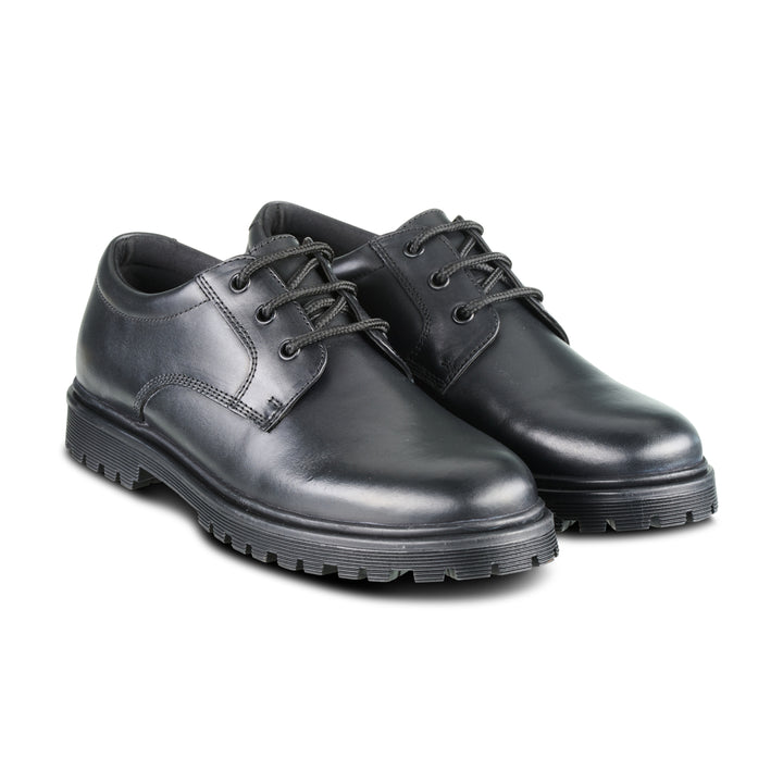 Bailey Black Leather Lace Up Chunky Sole