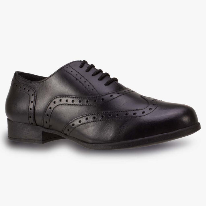 Bella Black Leather Lace Up Brogue