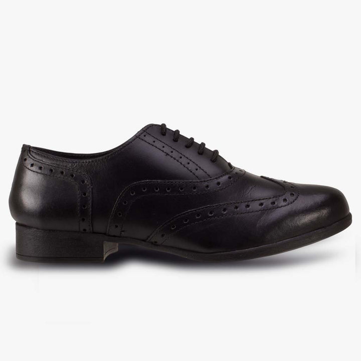 Bella Black Leather Lace Up Brogue