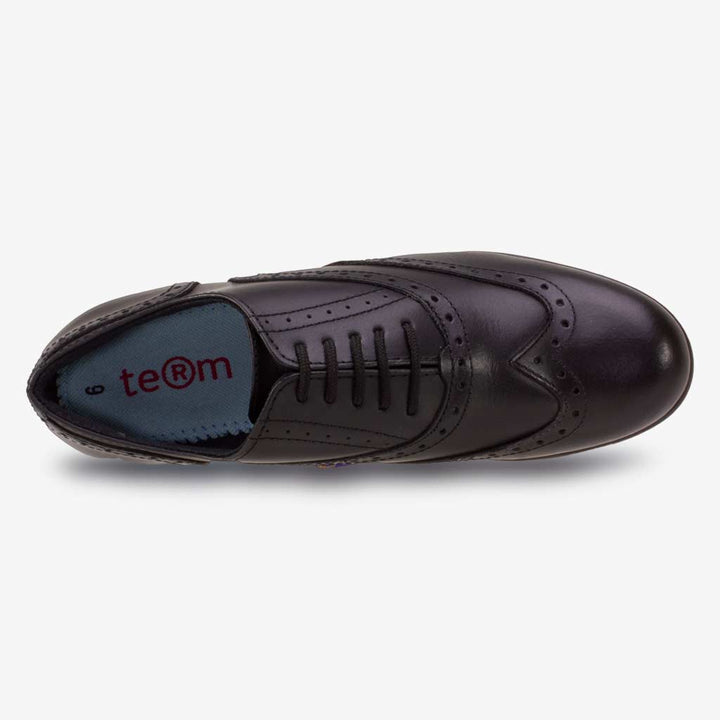 Bella Black Leather Lace Up Brogue