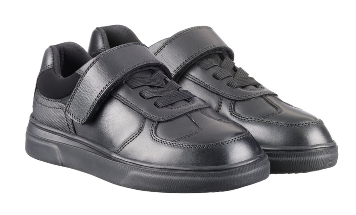 Upton Black Leather Athletic Touch Tape Lace up
