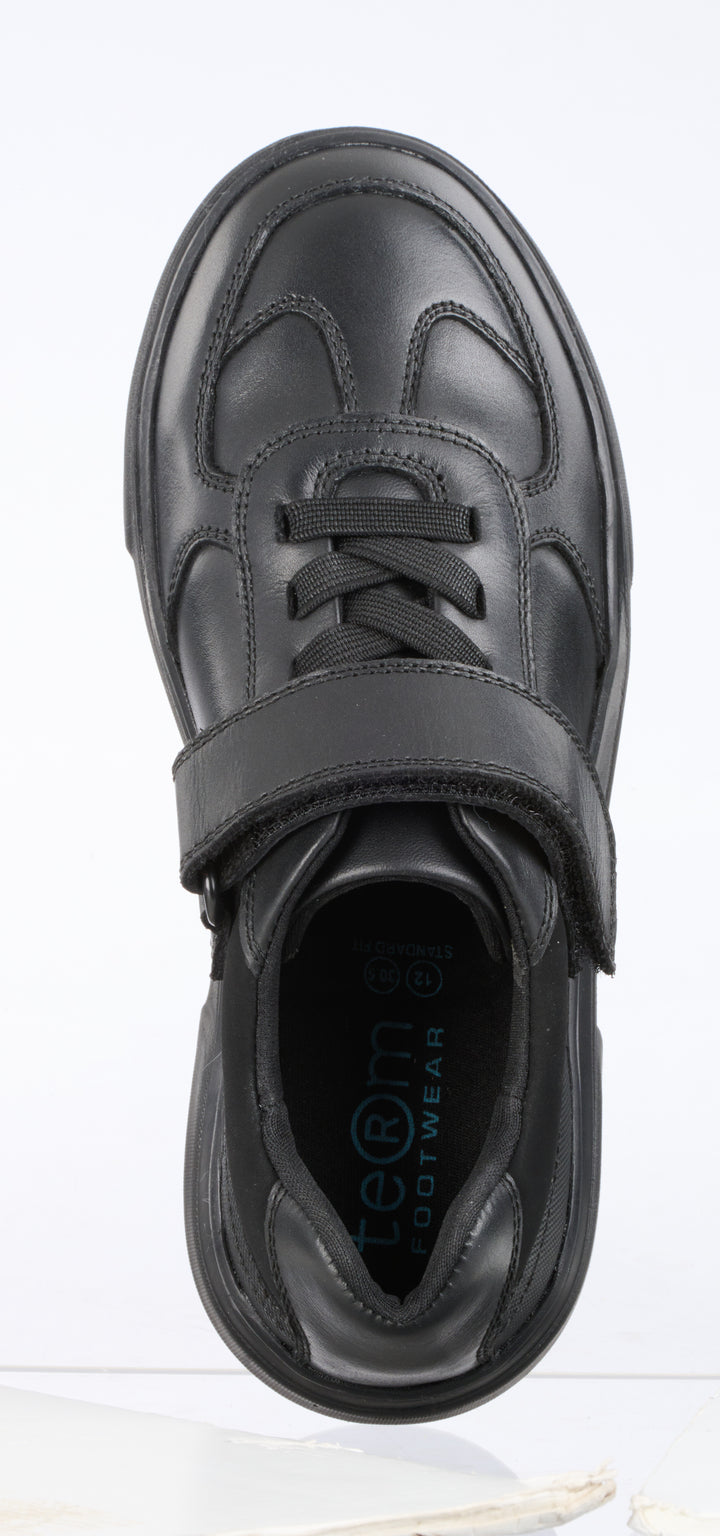Upton Black Leather Athletic Touch Tape Lace up