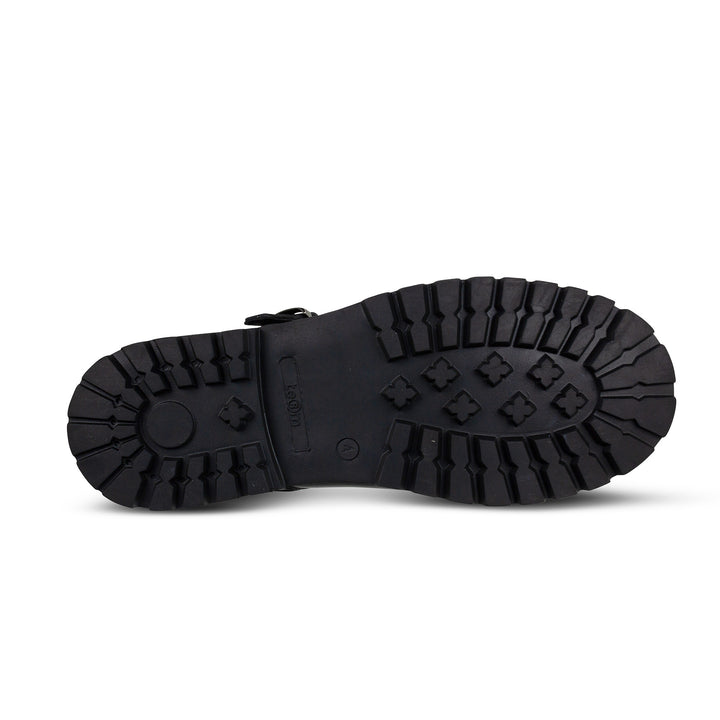 Emily Black Leather Buckle T Bar