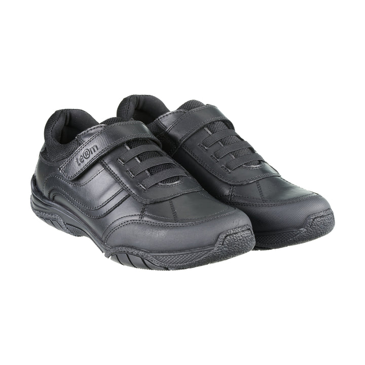 Maxx Black Leather Athletic Touch Tape Lace Up