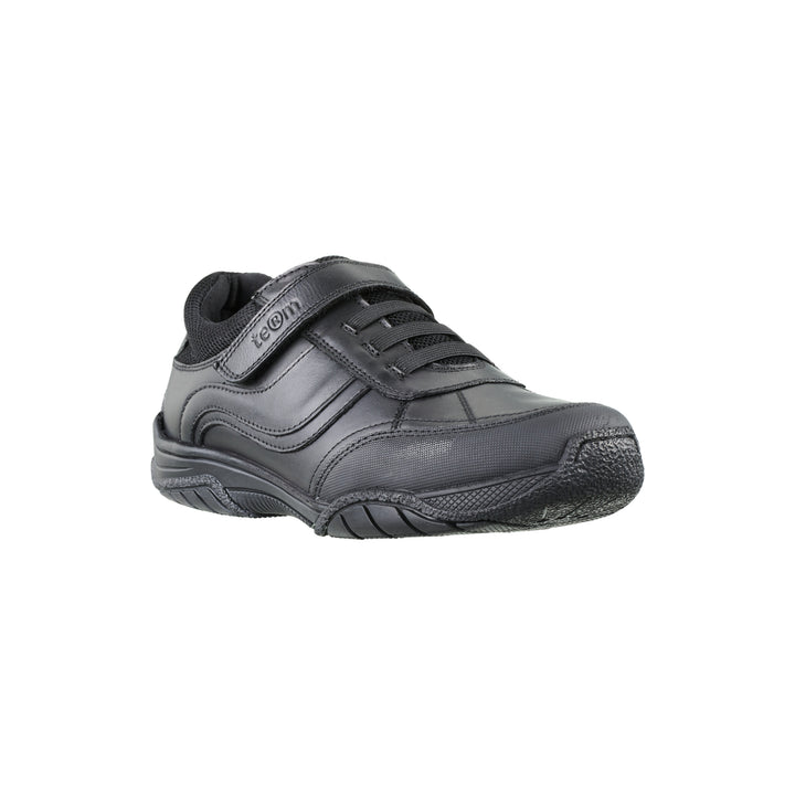 Maxx Black Leather Athletic Touch Tape Lace Up