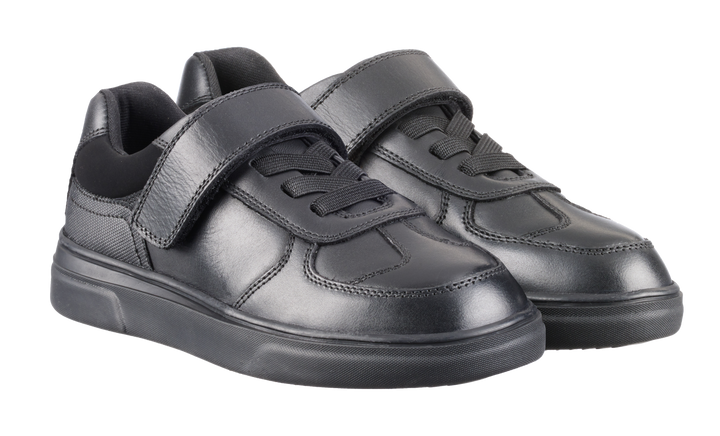 Upton Black Leather Athletic Touch Tape Lace up