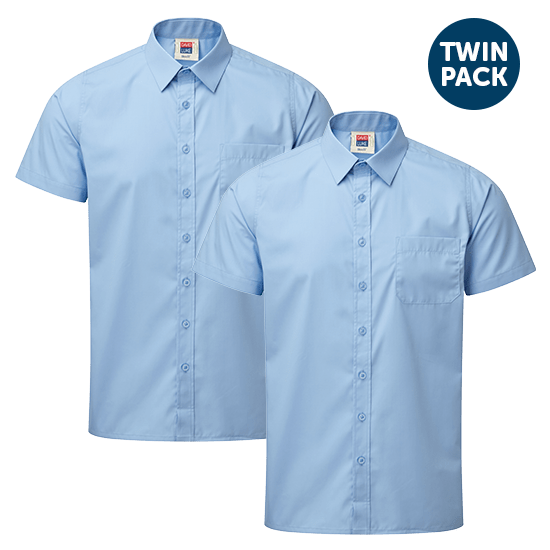 Boys Eco Short Sleeve School Shirts 2 Pack