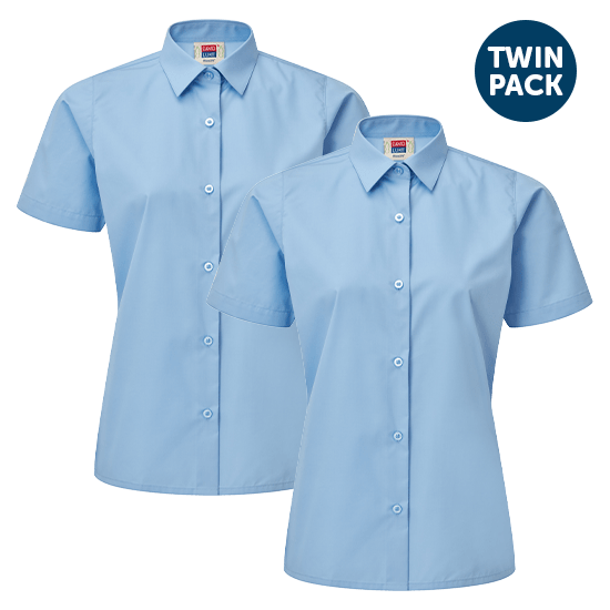 Girls Short Sleeve School Shirts 2 Pack