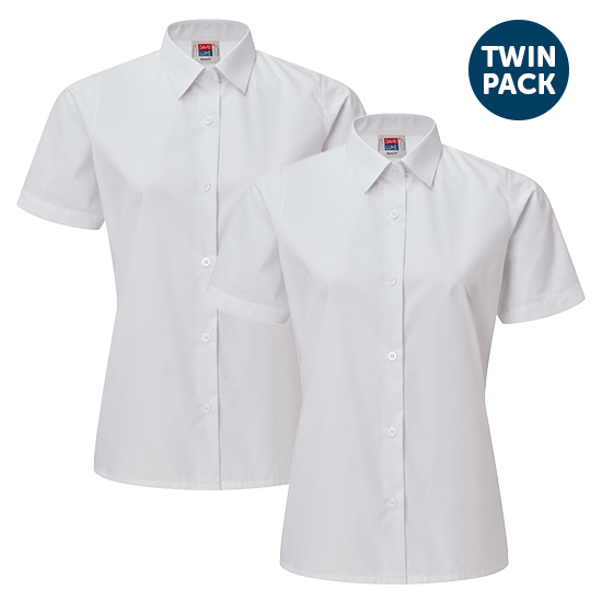 girls white short sleeve school shirt