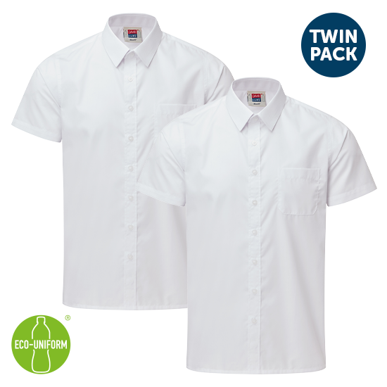 Boys Eco Short Sleeve School Shirts 2 Pack