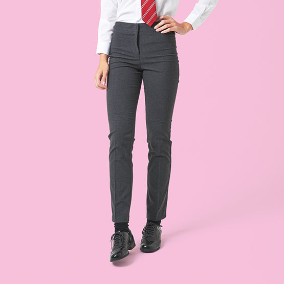 Senior Girls’ Slim Fit School Trousers - Grey