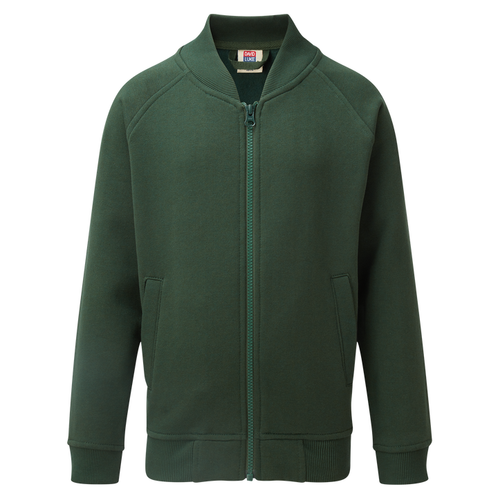 Bottle green full zip up school sweatshirt