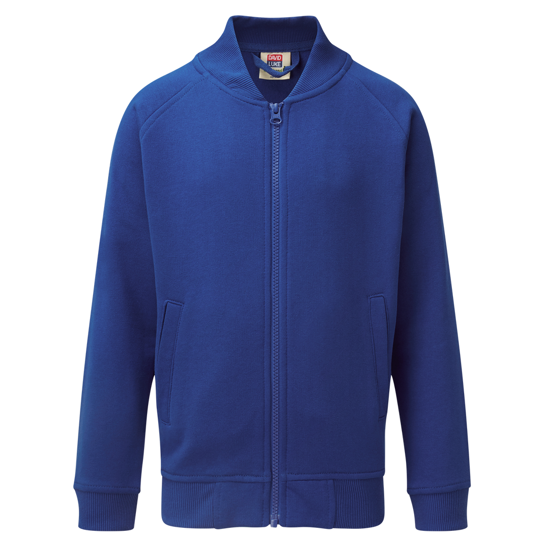 Dark royal blue full zip up school sweatshirt
