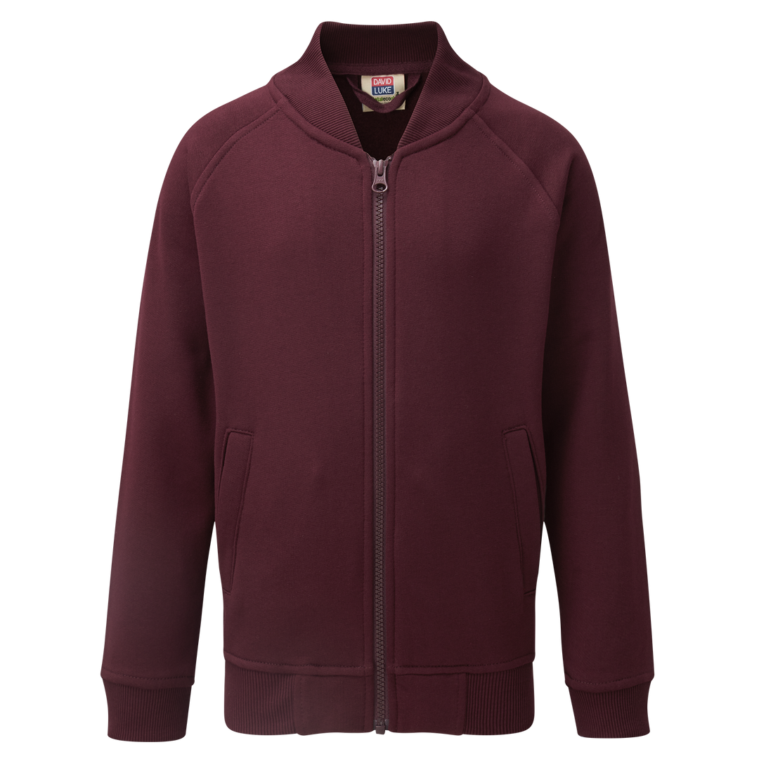 Maroon full zip up school sweatshirt