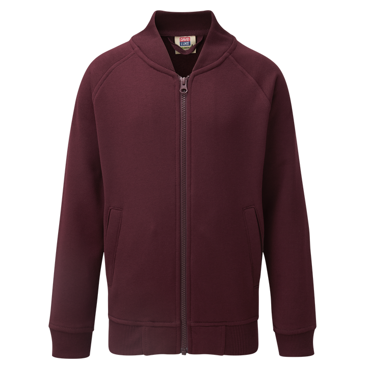 Maroon full zip up school sweatshirt