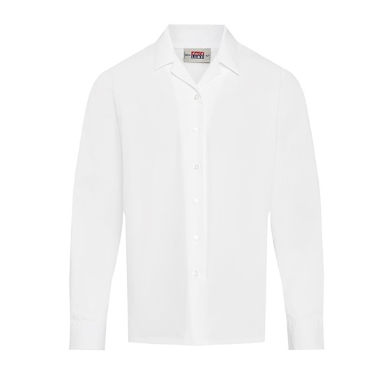 Girls Long Sleeve Revere Collar School Blouse 2 Pack