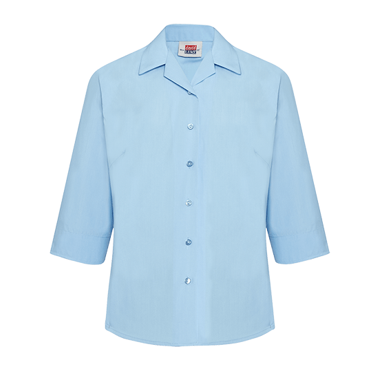 Girls 3/4 Sleeve Revere Collar School Blouse 2 Pack