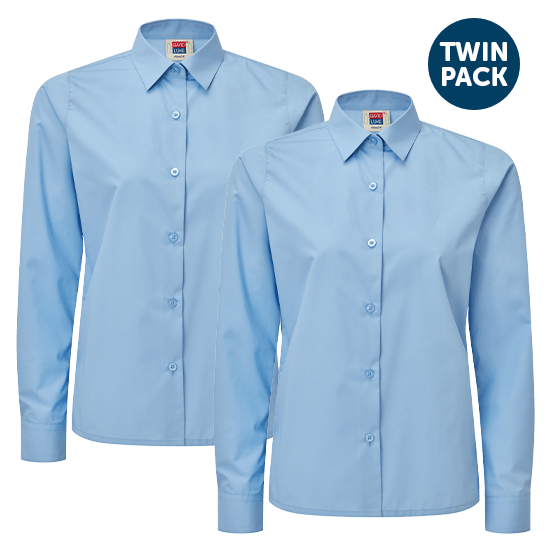 Girls Long Sleeve School Shirts 2 Pack