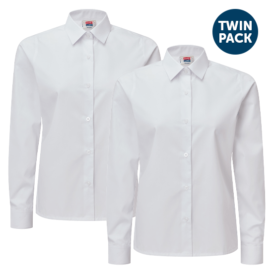 girls white long sleeve school shirt