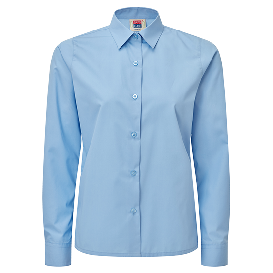 girls blue long sleeve school shirt