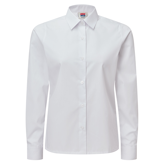 girls white long sleeve school shirt