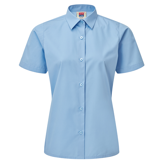 girls blue short sleeve school shirt
