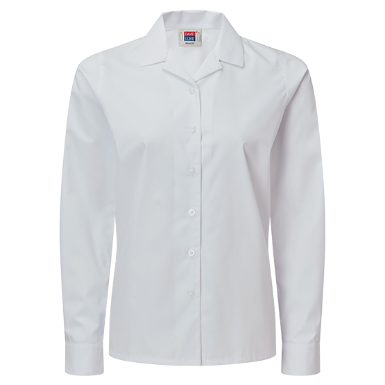 girls white long sleeve revere collar school shirt