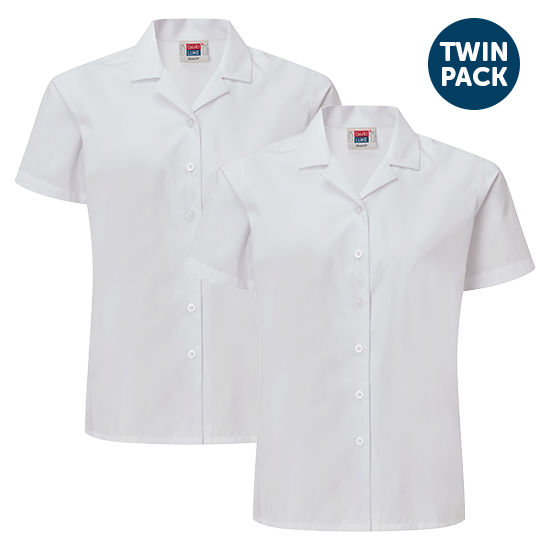 girls white short sleeve revere collar school blouse