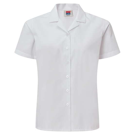 girls white short sleeve revere collar school blouse