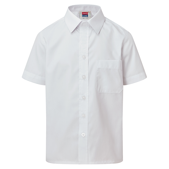 kids white short sleeve School shirt with Velcro fastening